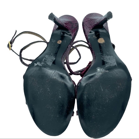 Aerin Collonade Womens Size 7 M Burgundy Leather Heel Strappy Dress Sandals - Picture 8 of 14